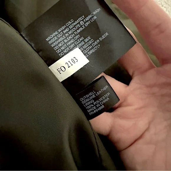 Vintage Y2K Sz Small Women's Olive Green Suede Leather Jacket Button Up Bernardo - Picture 10 of 12